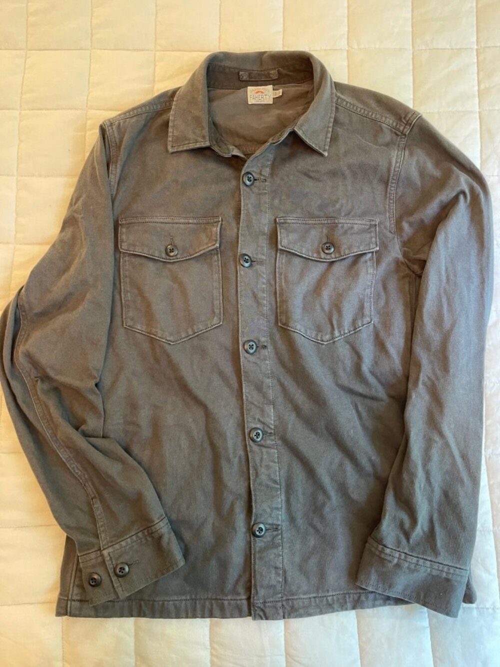 Faherty Black Overshirt Shacket Men's Medium